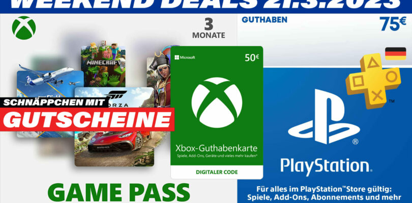 Weekend Deals (PSN 75 €, XBOX 50 € & XBOX Gamepass Ultimate 3 Monate)